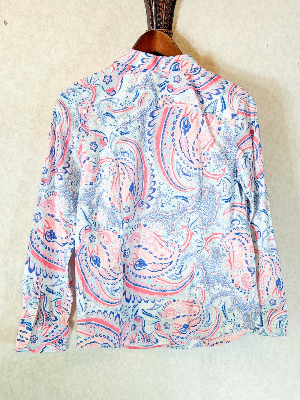 Talbots Petite 10P Paisley Button Down Cotton Stretch Preppy Coastal Luxury EUC - Picture 3 of 7
